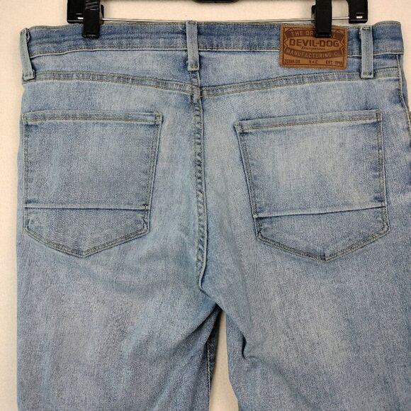 Devil Dog Jeans Mens Size 32x32 Blue Taper Sanforized Stretch Light Wash DD1001 - Picture 8 of 16